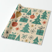 レトロホリデーミッドセンチュリーモダン ラッピングペーパー (アンロールド)