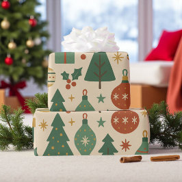 レトロホリデーミッドセンチュリーモダン ラッピングペーパー