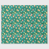 レトロホリデーライトズおもしろいかわいいモダンクリスマス ラッピングペーパー (フラット)