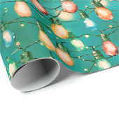 レトロホリデーライトズおもしろいかわいいモダンクリスマス ラッピングペーパー (ロールコーナー)