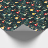 レトロホリデーライトズおもしろいかわいいモダンクリスマス ラッピングペーパー (角)