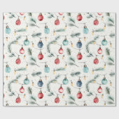 レトロホリデーライトズおもしろいかわいいモダンクリスマス ラッピングペーパー (フラット)
