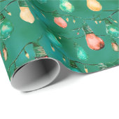 レトロホリデーライトズおもしろいかわいいモダンクリスマス ラッピングペーパー (ロールコーナー)