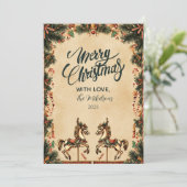 レトロホリデーロッキングホースクリスマス シーズンカード (スタンド正面)