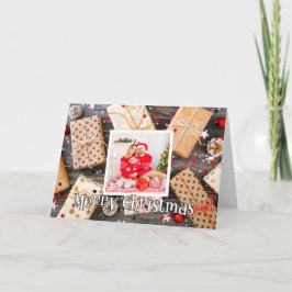 レトロホリデー写真テンプレートメリークリスマス シーズンカード