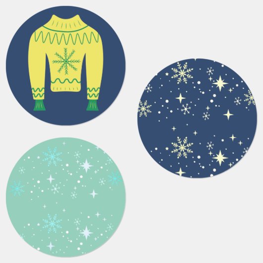 レトロホリデー醜いセータークリスマスパーティーシール ラベル (グループ)