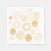 レトロホリデー金ゴールドバーストクリスマスディナーサービング スタンダードカクテルナプキン (正面)