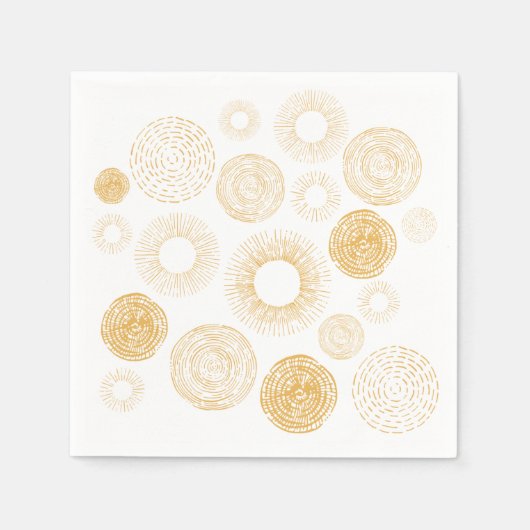 レトロホリデー金ゴールドバーストクリスマスディナーサービング スタンダードカクテルナプキン (正面)