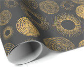 レトロホリデー金ゴールドバーストスパークラークリスマス ラッピングペーパー (ロールコーナー)