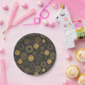 レトロホリデー金ゴールドバーストスパークラーケーキサービング ペーパープレート (パーティー)