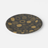 レトロホリデー金ゴールドバーストスパークラーケーキサービング ペーパープレート (アングル)