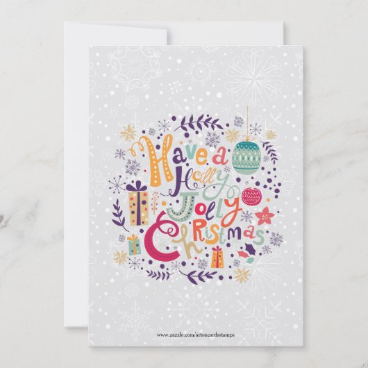 レトロホリーすてきクリスマスディナー招待状 招待状 (正面)