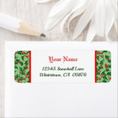 レトロホリーと赤い果実の緑の編集可能 ラベル (インサイチュ)