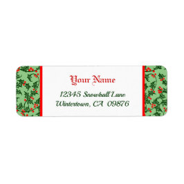 レトロホリーと赤い果実の緑の編集可能 ラベル