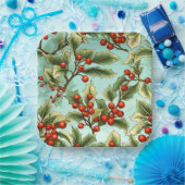 レトロホリークリスマスラージ ペーパープレート (パーティー)