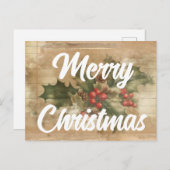 レトロホリーグランジメリークリスマス ポストカード (正面/裏面)