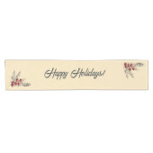 レトロホリーベリーとエバーグリーン ショートテーブルランナー (横)