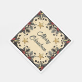 レトロホリーベリーとエバーグリーン スタンダードランチョンナプキン (角)