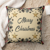 レトロホリーベリーアンドエバーグリーン装飾用クッション クッション (ブランケット)