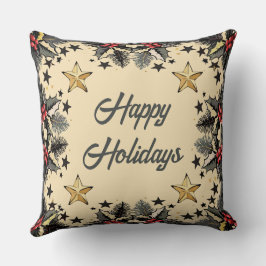 レトロホリーベリーアンドエバーグリーン装飾用クッション クッション