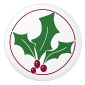 レトロホリーベリーIレッドトリム セラミックノブ (正面)