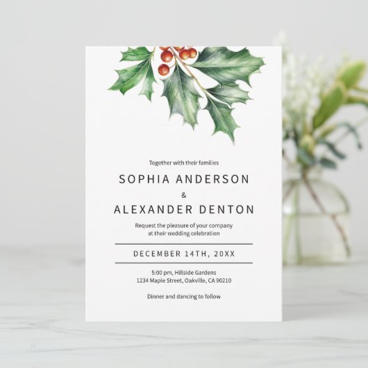 レトロホリー結婚式招待状 招待状 (スタンド正面)