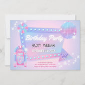 レトロホロディスコ誕生日 招待状 (正面)