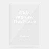 レトロホワイトこの場所に結婚違いない澄ん アクリルサイン (正面)