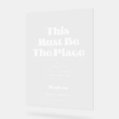 レトロホワイトこの場所に結婚違いない澄ん アクリルサイン (傾斜)