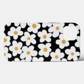 レトロホワイトイエロービッグデイジーフラワーズブラックデザイン Case-Mate iPhoneケース (裏面 (横))