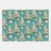 レトロホワイトクリスマスツリー ラッピングペーパーシート (正面3)