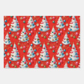 レトロホワイトクリスマスツリー ラッピングペーパーシート (正面)