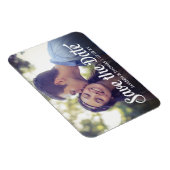 レトロホワイトスクリプト日付のフルブリードフォトを保存 マグネット (右側)