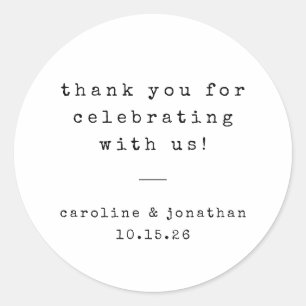 レトロホワイトタイプライターカスタムウェディングサンキュー ラウンドシール