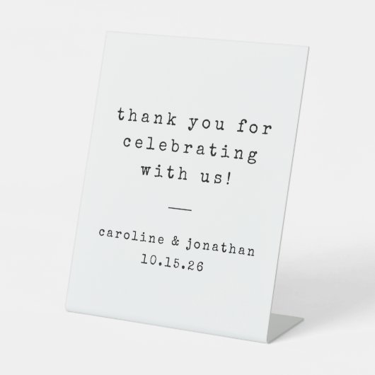 レトロホワイトタイプライターカスタムウェディングサンキュー 台座サイン (正面)