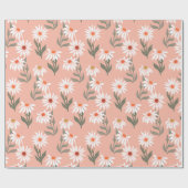 レトロホワイトデイジー ラッピングペーパー (フラット)