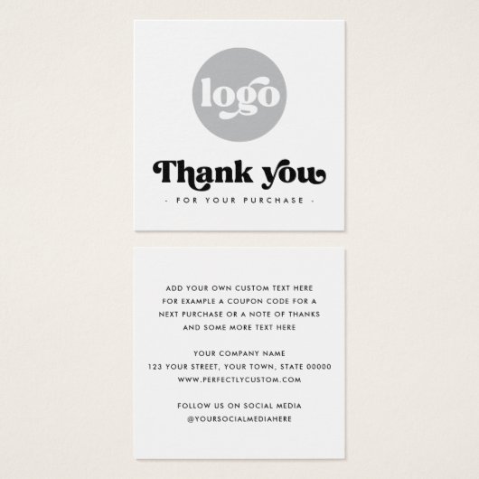 レトロホワイトビジネス感謝してい挿入カード (正面&裏面)