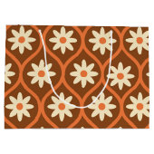 レトロホワイトフラワーオンブラウンヴィンテージオギー ラージペーパーバッグ (裏面)