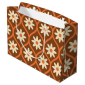 レトロホワイトフラワーオンブラウンヴィンテージオギー ラージペーパーバッグ (裏面アングル)