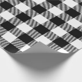 レトロホワイトブラッククリスマスニューイヤータータンチェックプレイド ラッピングペーパー (角)