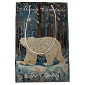 レトロホワイトベアboho winter woodlandパーソナライズ ミディアムペーパーバッグ (正面)