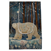 レトロホワイトベアboho winter woodlandパーソナライズ ミディアムペーパーバッグ (裏面)