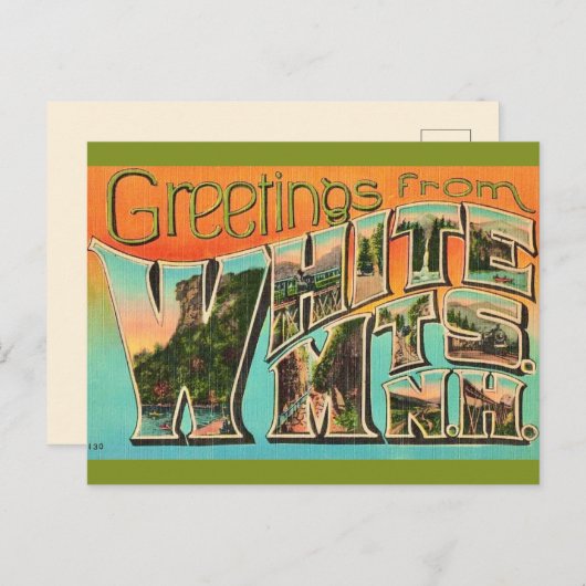 レトロホワイトマウンテンズグリーティング ポストカード (正面/裏面)