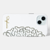 レトロホワイトミニマル金ゴールドモノグラムクロシェクール Case-Mate iPhoneケース (裏面 (横))