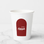 レトロホワイトレッド無地のカラーAqiqah赤ちゃんシャワー 紙コップ (正面)