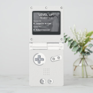 レトロホワイト携帯型ゲーム機 ウェディングインビテーション 招待状
