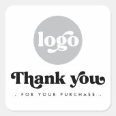 レトロホワイト追加ロゴのビジネス感謝していユー スクエアシール (正面)