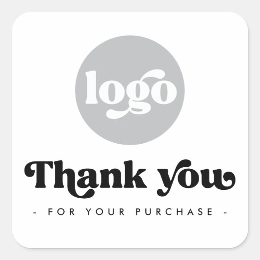 レトロホワイト追加ロゴのビジネス感謝していユー スクエアシール (正面)