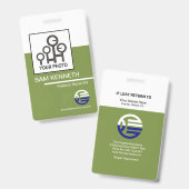 レトロホワイト·グリーン·コラム会社従業員ID バッジ (正面＆裏面)