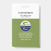 レトロホワイト·グリーン·コラム会社従業員ID バッジ (裏面)